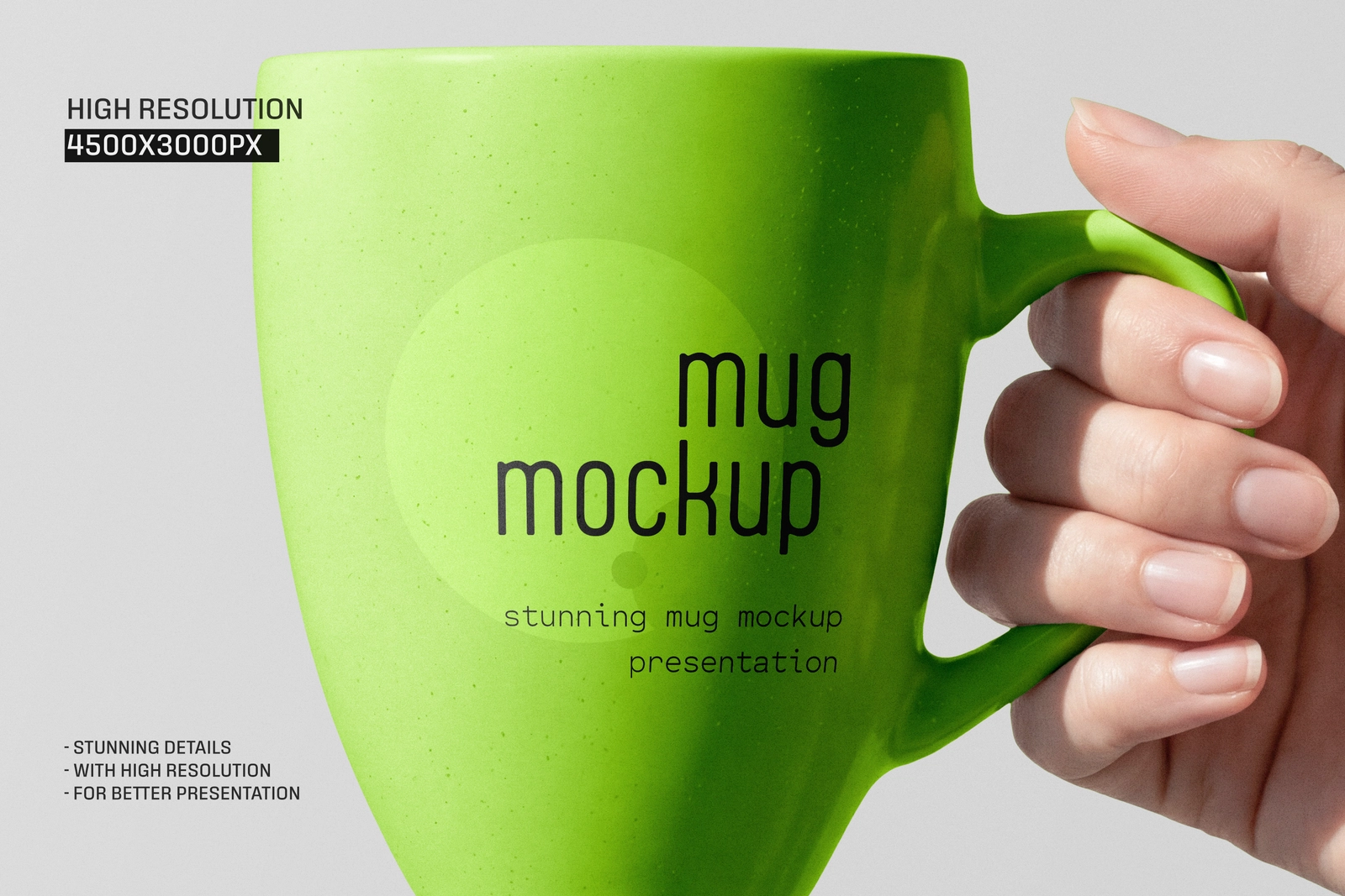 Ceramic Coffee Mug Hand Holding Mockup