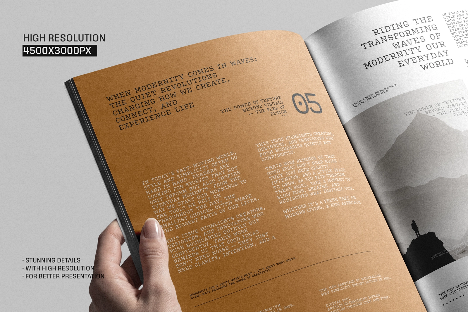Open US Letter Magazine Holding By Hand Mockup