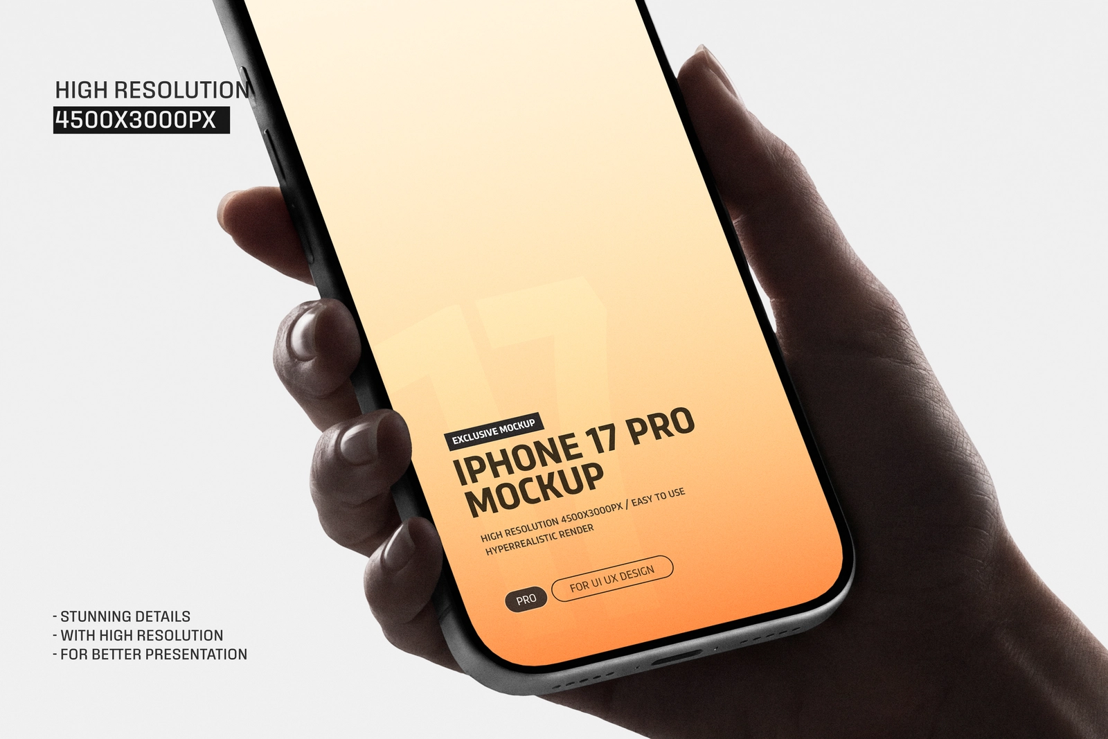 iPhone 17 Pro in Hand Mockup