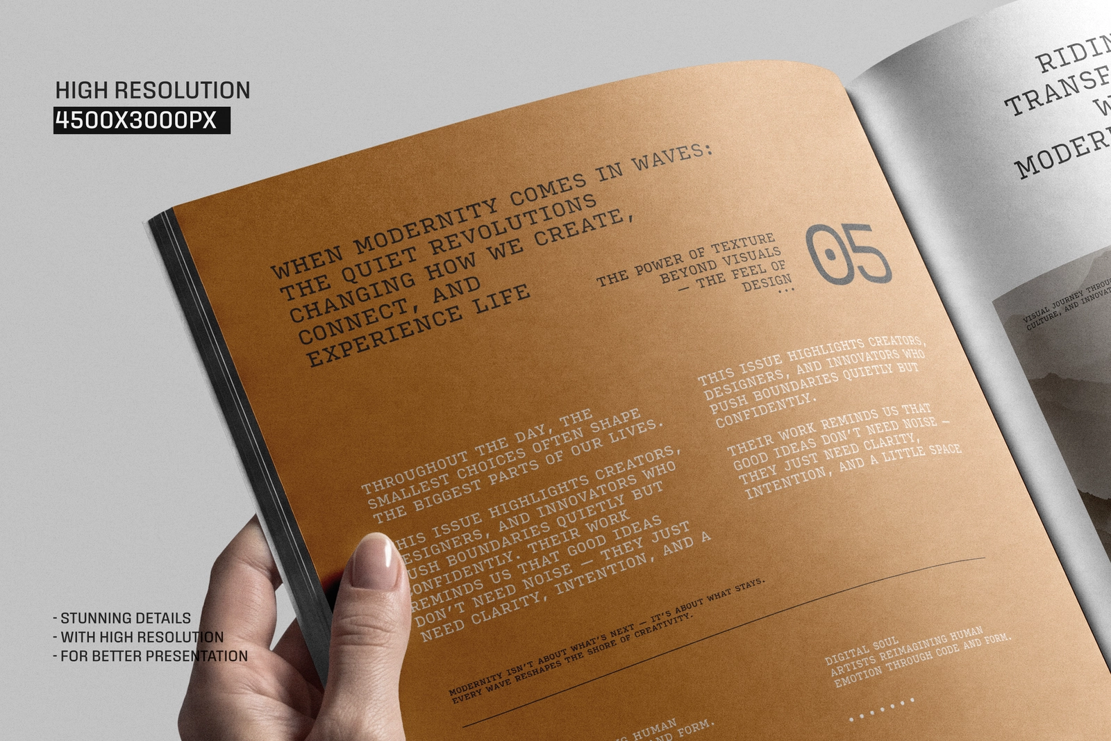 Open Square Magazine Holding By Hand Mockup