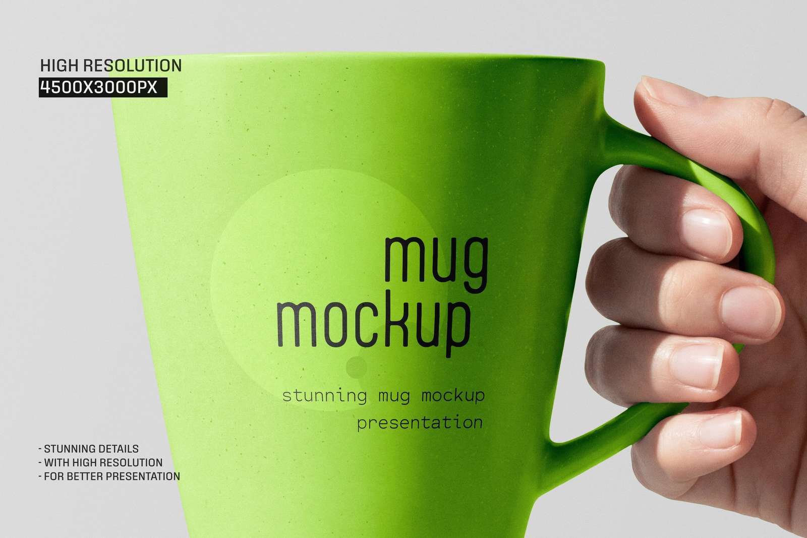 White Ceramic Coffee Mug Hand Mockup
