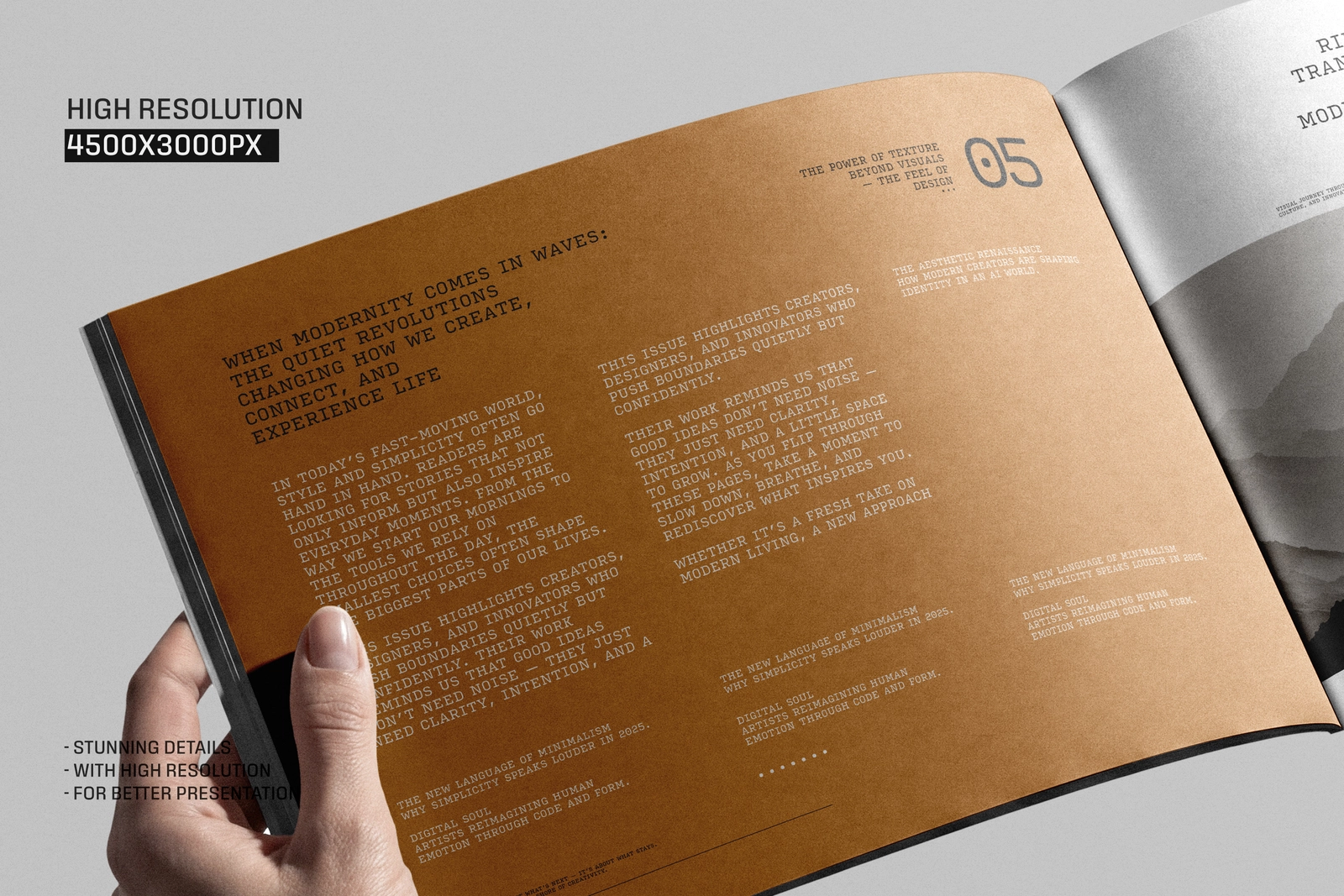 Open A4 Landscape Magazine Holding By Hand Mockup