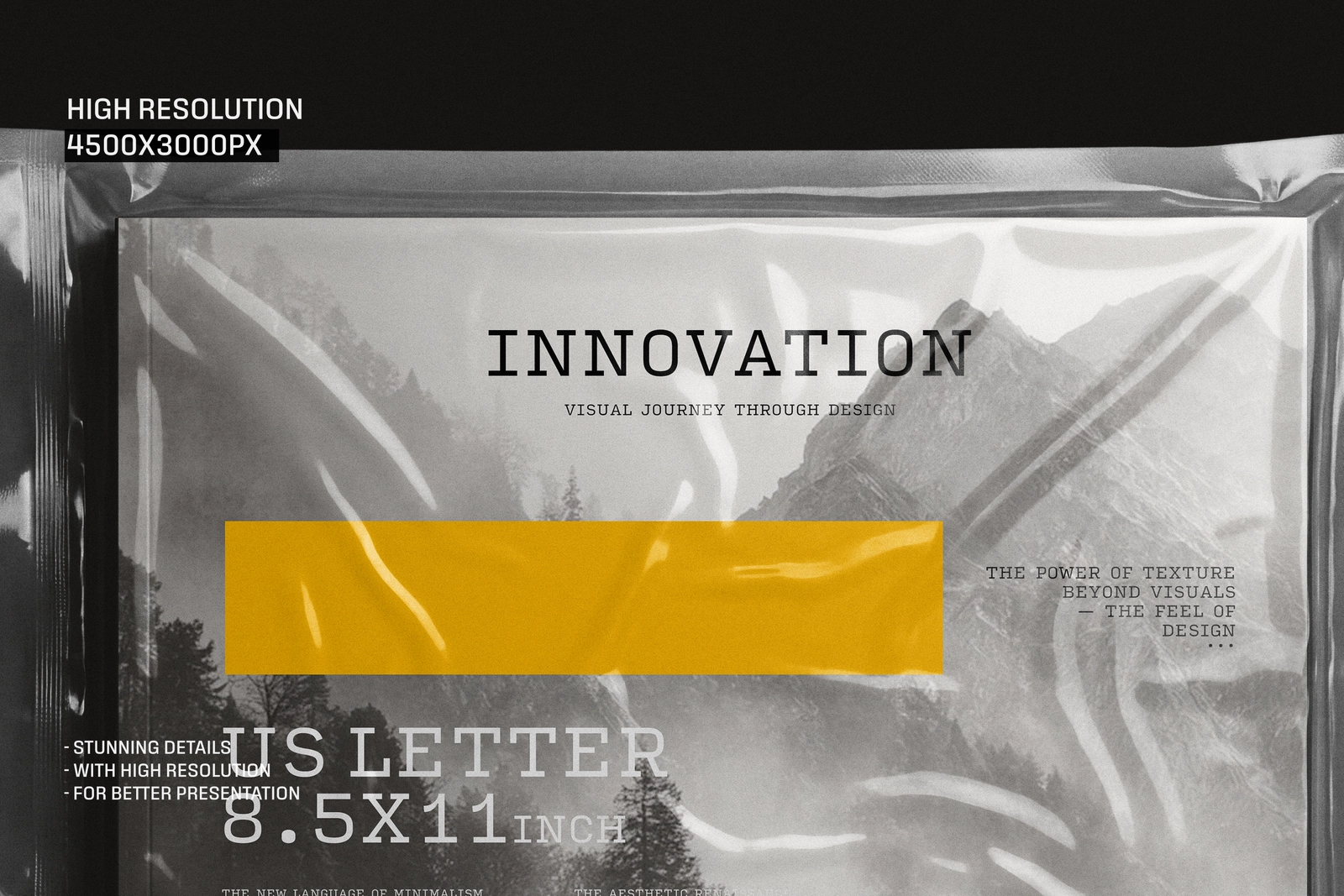 Plastic Sealed Wrapped US Letter Landscape Magazine Mockup