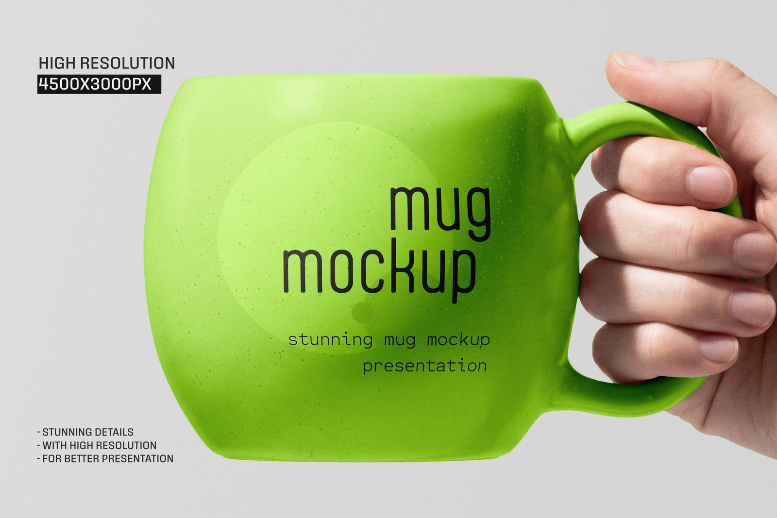 Realistic Hand Holding Coffee Mug Mockup