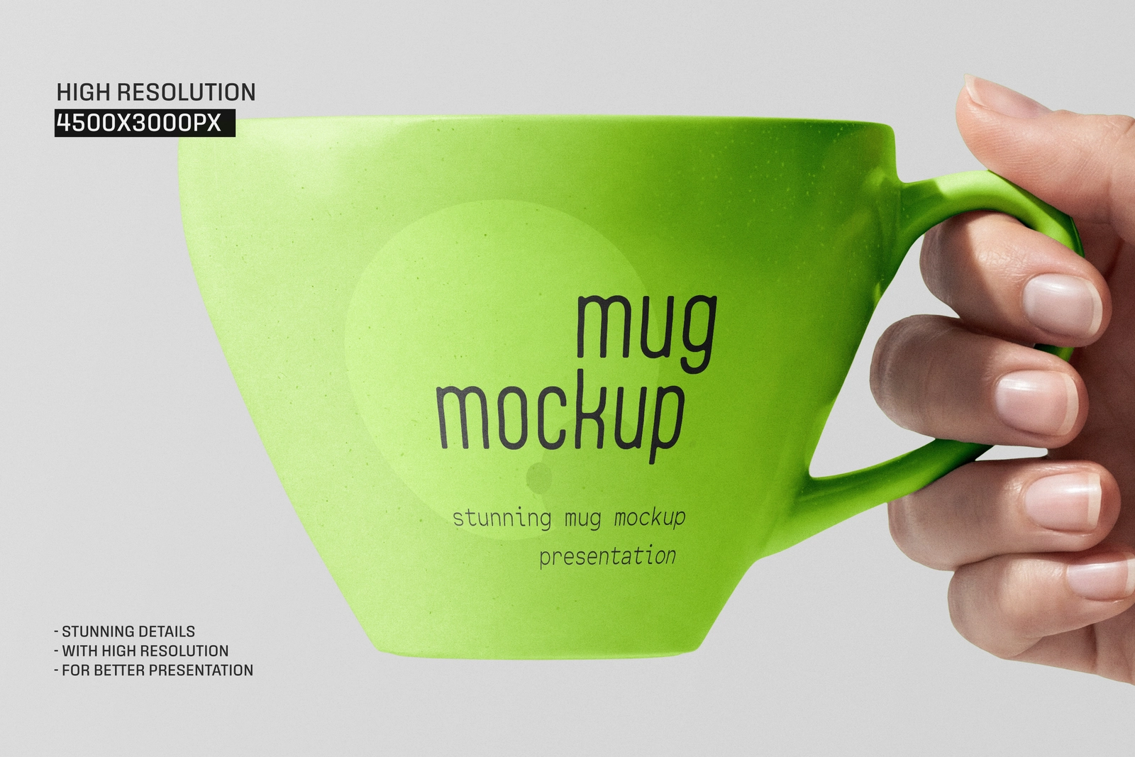 Clean Hand Holding Ceramic Mug Mockup