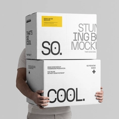 Courier Delivery Box Stack Mockup
