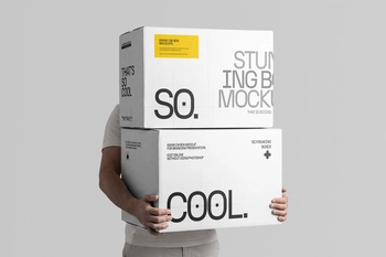Courier Delivery Box Stack Mockup