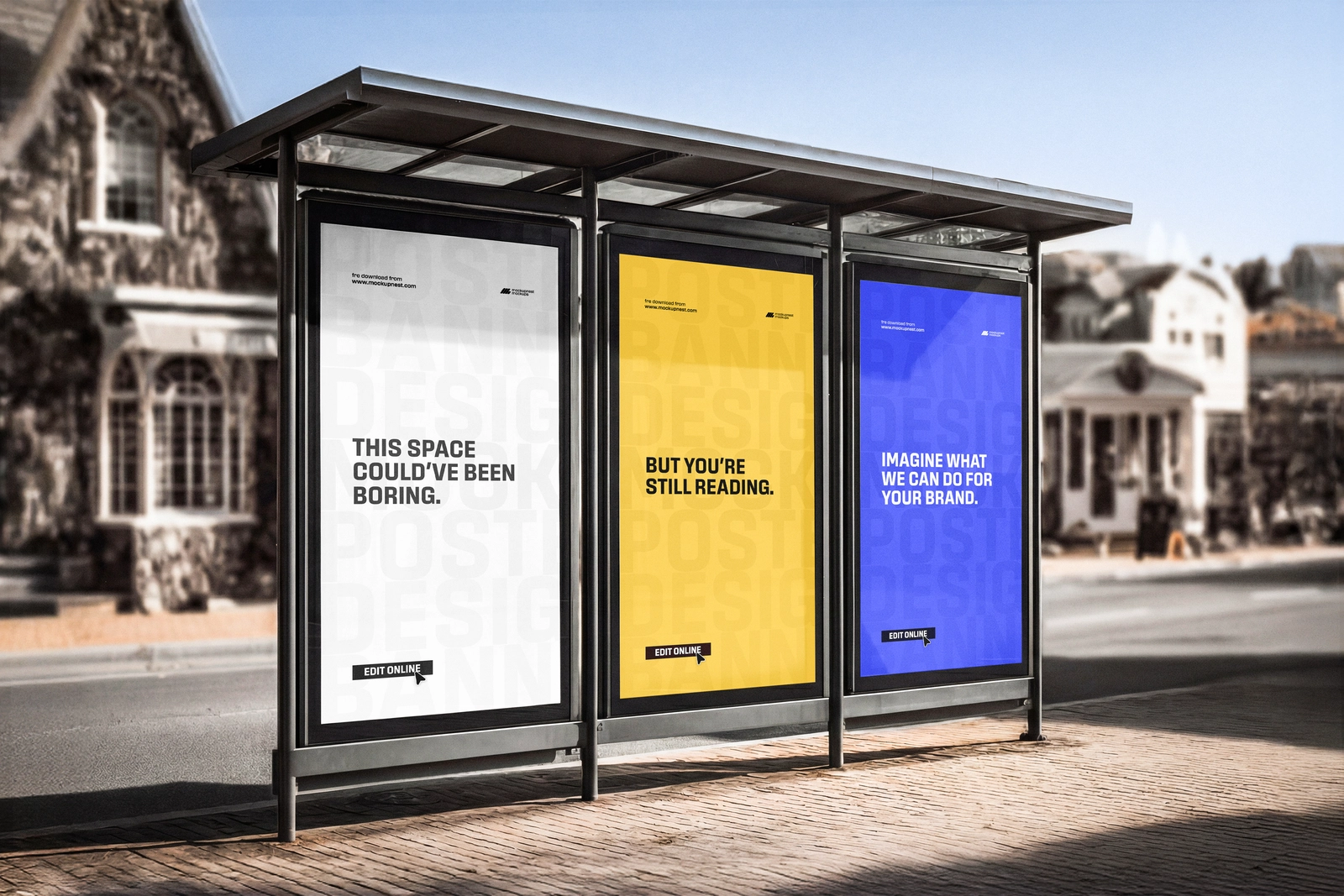 Free 3-Panel Billboard Mockup