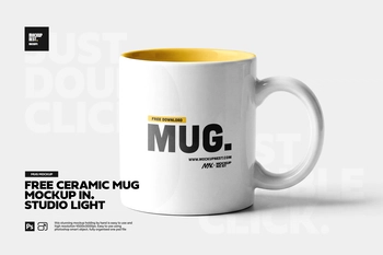 Free Ceramic Mug Mockup In Studio Light