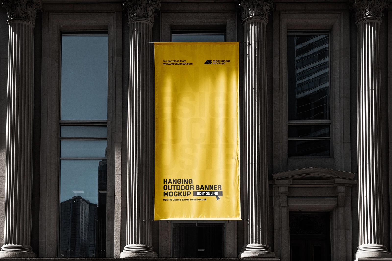 Free Outdoor Hanging Banner Mockup