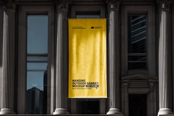 Free Outdoor Hanging Banner Mockup
