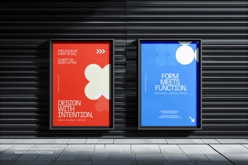 Free Poster Mockup On Industrial Wall
