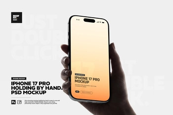 iPhone 17 Pro Hand Holding Mockup