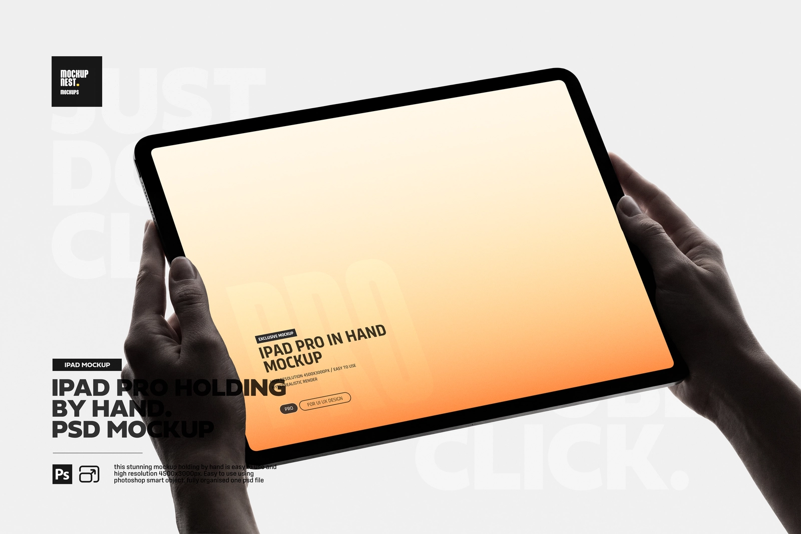 iPad Pro in Hands Angled Mockup