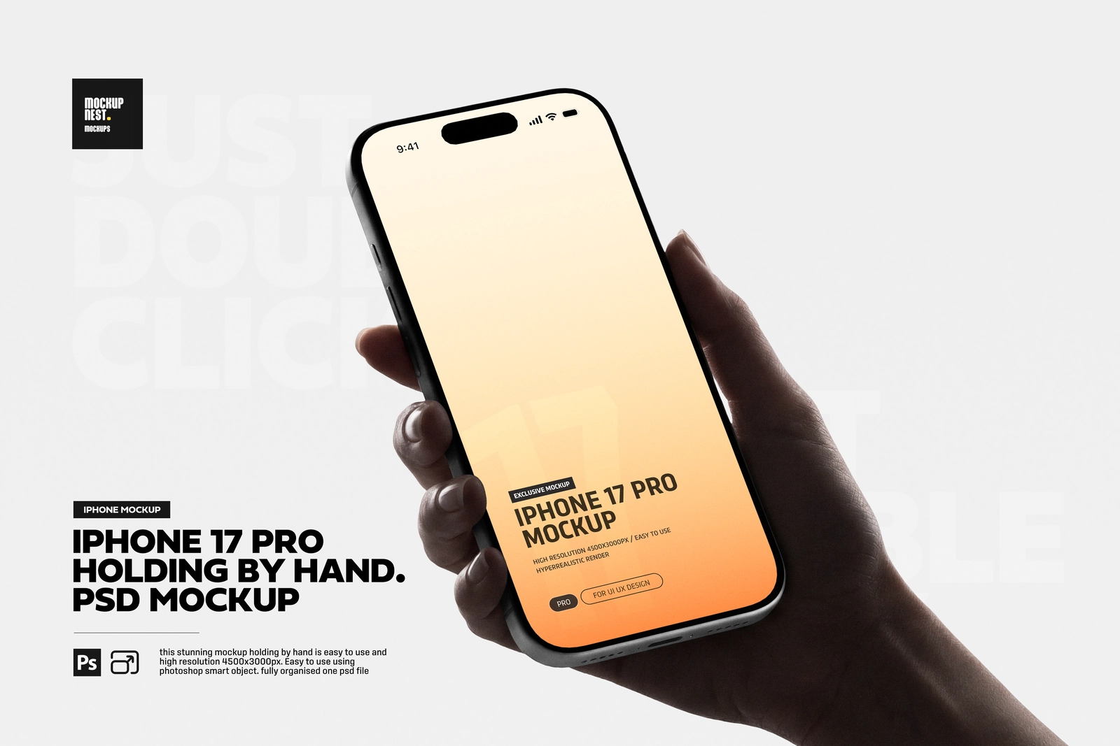 iPhone 17 Pro in Hand Mockup