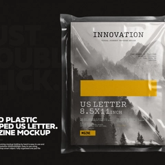 Plastic Sealed Wrapped US Letter Magazine Mockup