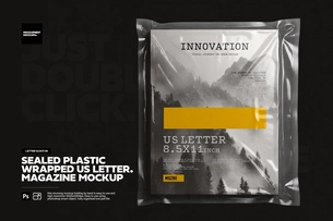 Plastic Sealed Wrapped US Letter Magazine Mockup