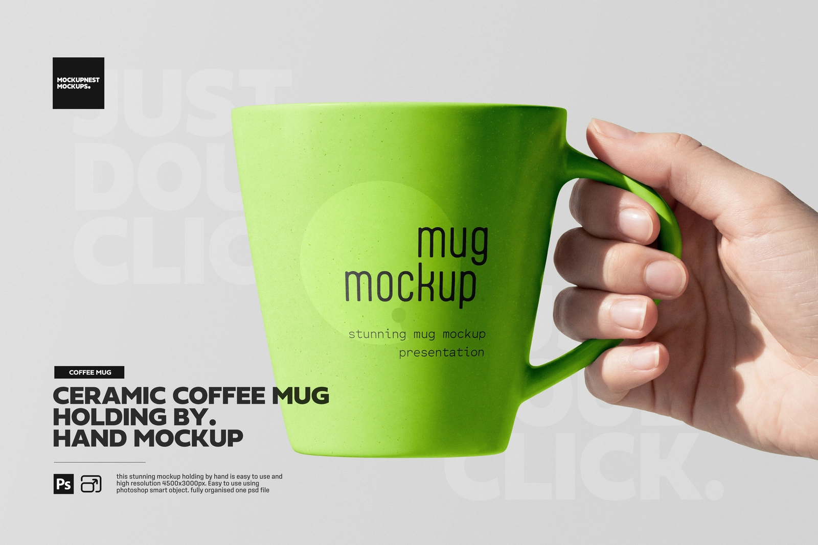 White Ceramic Coffee Mug Hand Mockup