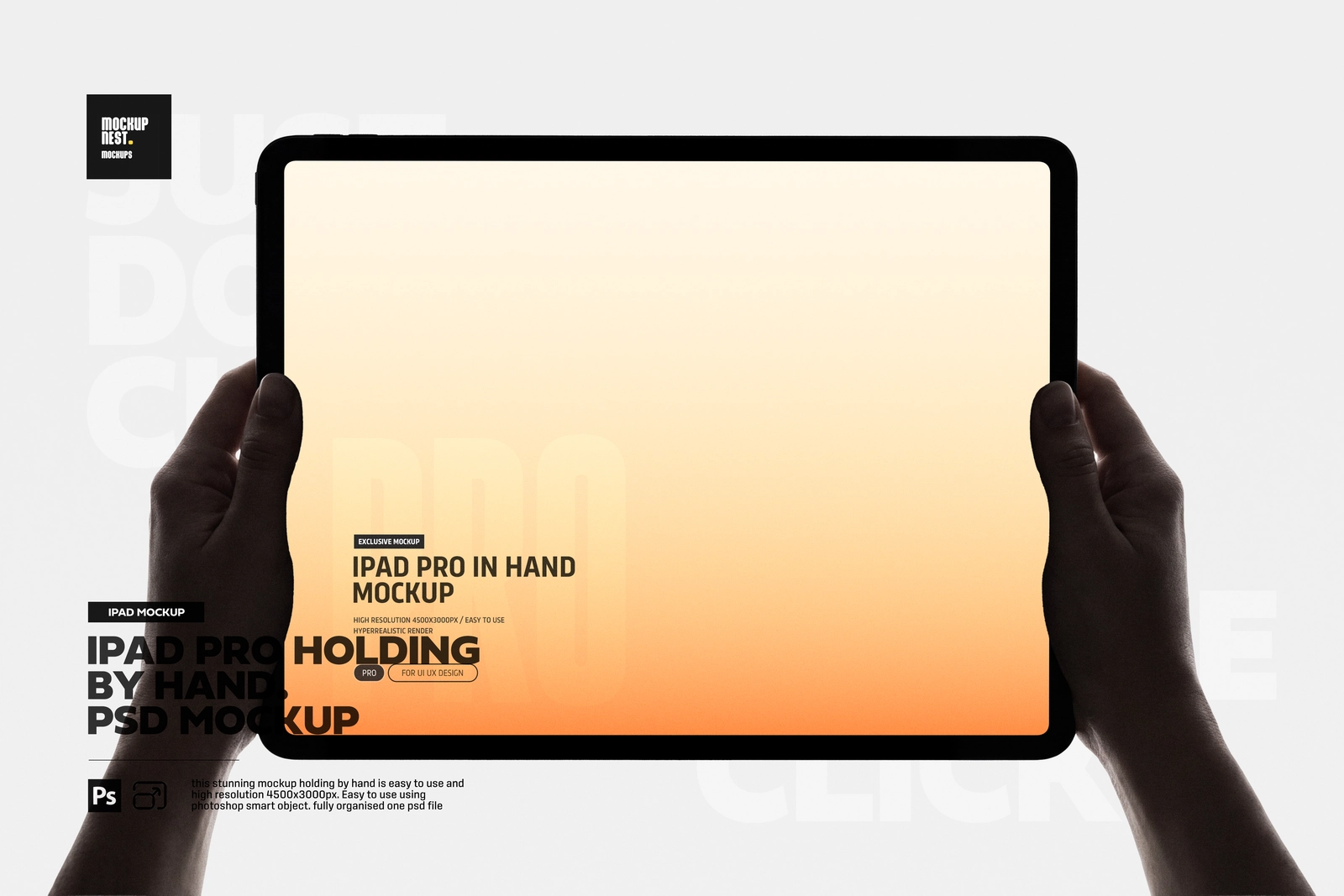 iPad Pro Front View Hands Mockup