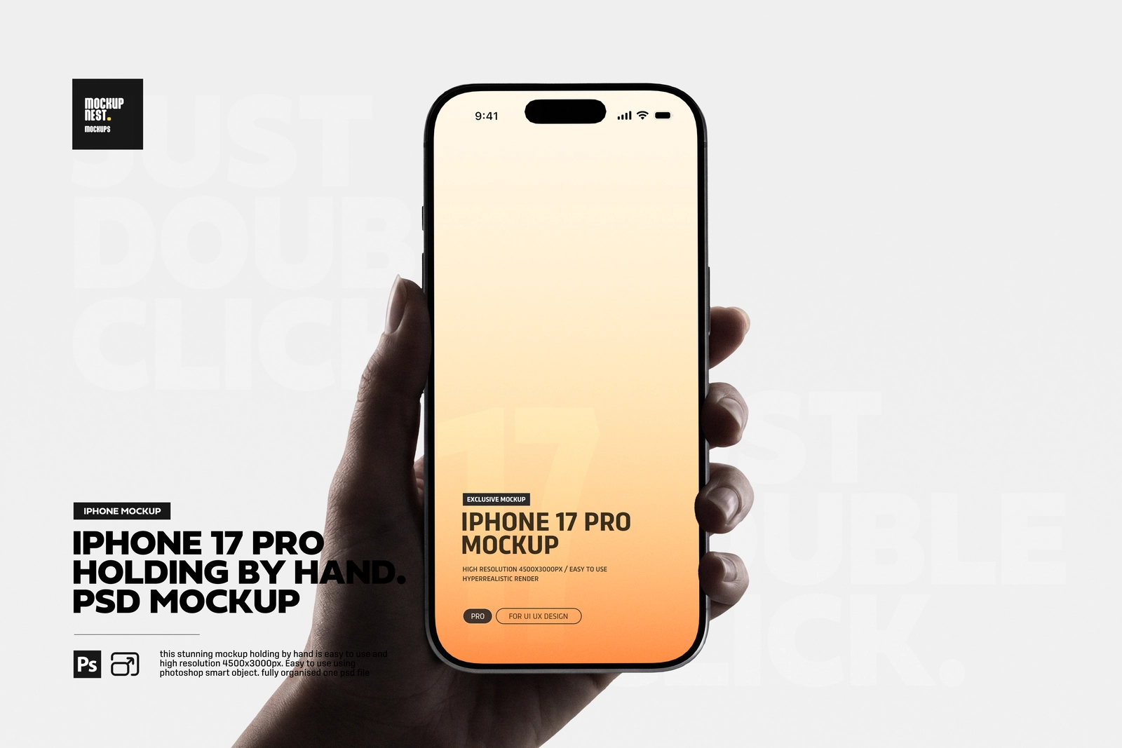 iPhone 17 Pro Front Hand Mockup