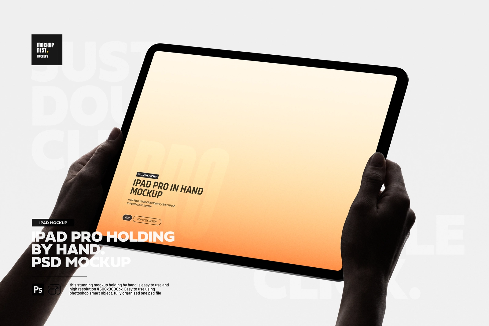 iPad Pro Landscape Hands Mockup