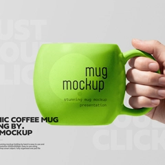 Realistic Hand Holding Coffee Mug Mockup