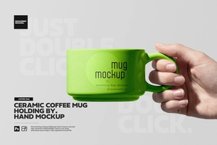 Ceramic Coffee Mug in Hand Mockup