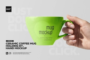 Clean Hand Holding Ceramic Mug Mockup