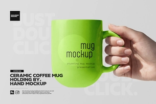 Modern Ceramic Coffee Mug Hand Mockup