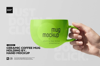 Isolated Hand Holding Coffee Mug Mockup