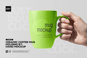 Branding Ceramic Coffee Mug Hand Mockup