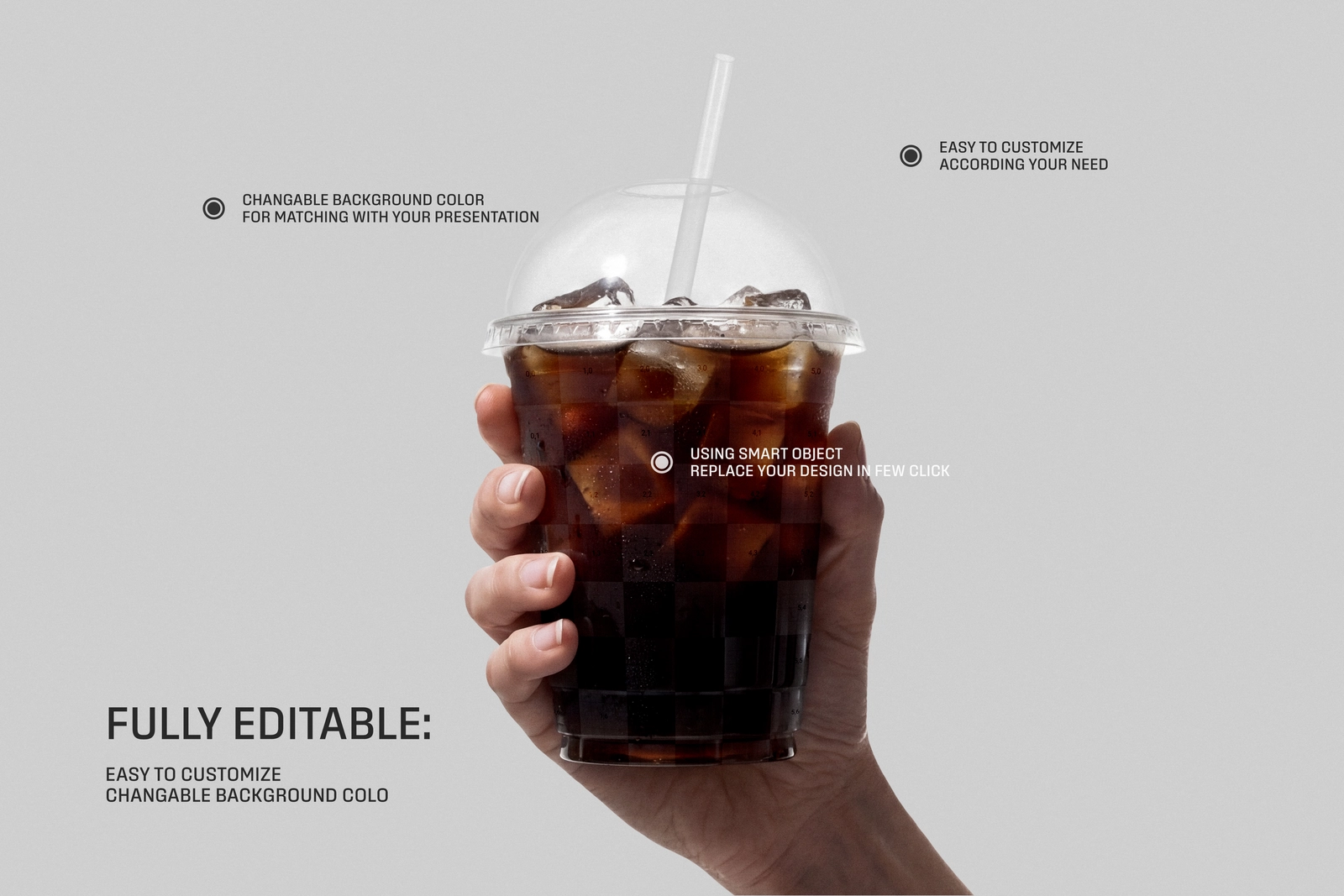 Iced Coffee Plastic Cup Holding By Hand Mockup