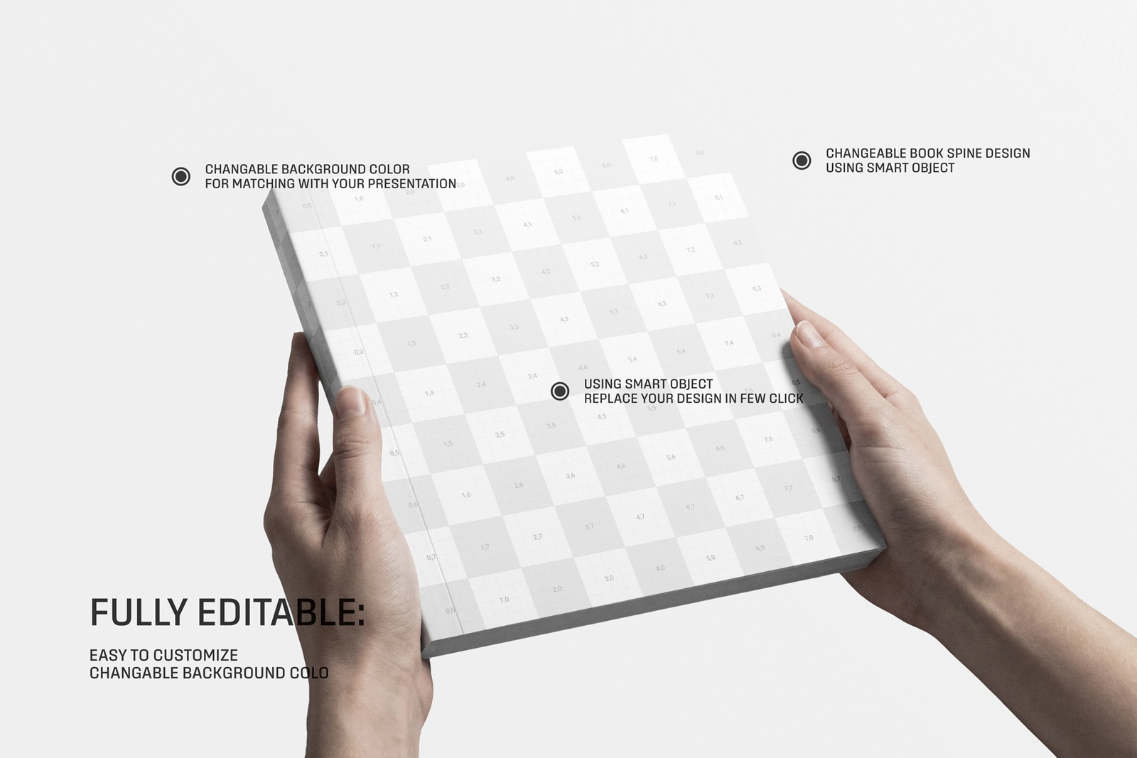Square Softcover Book Holding By Hand Mockup
