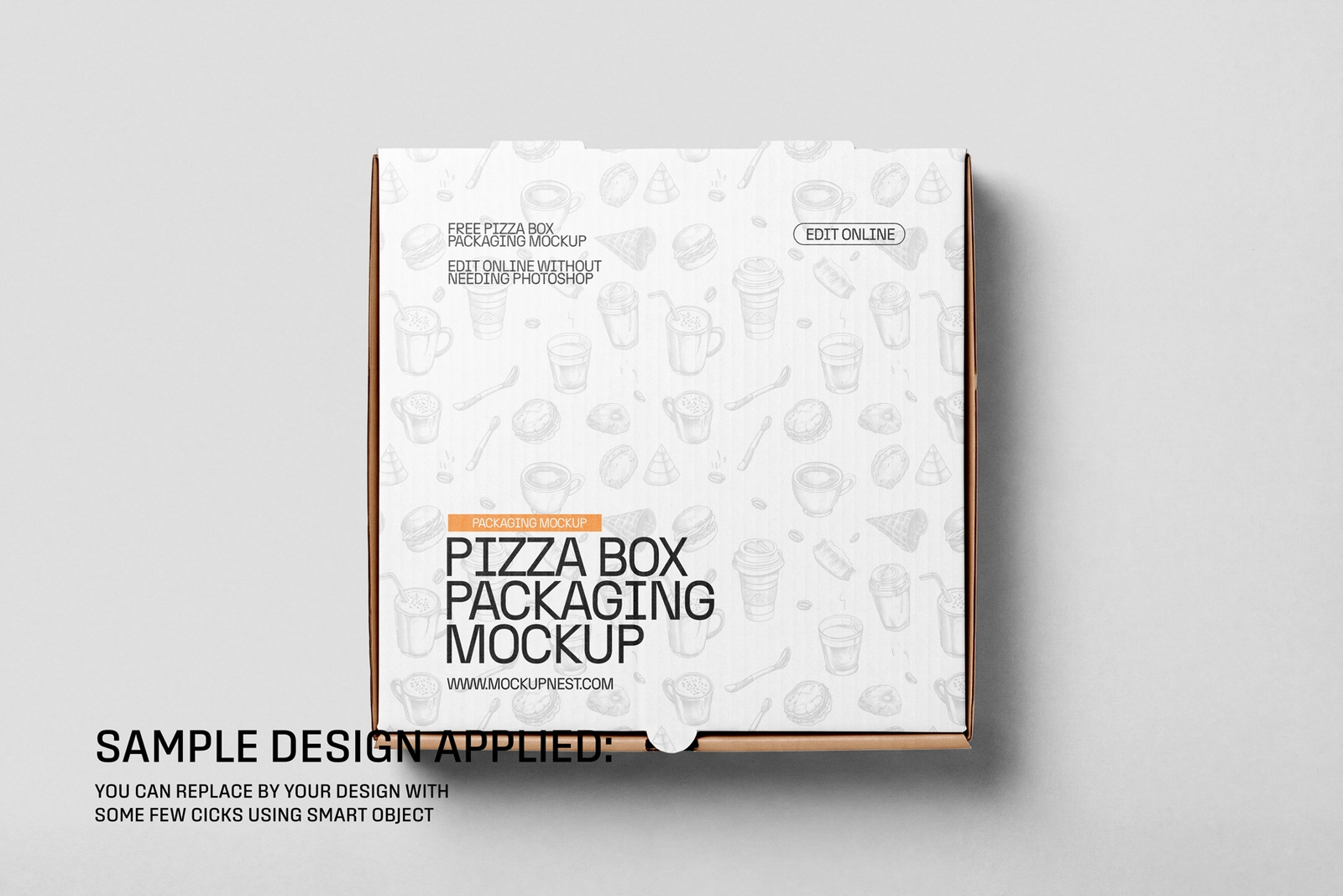 Free Pizza Box Packaging Mockup