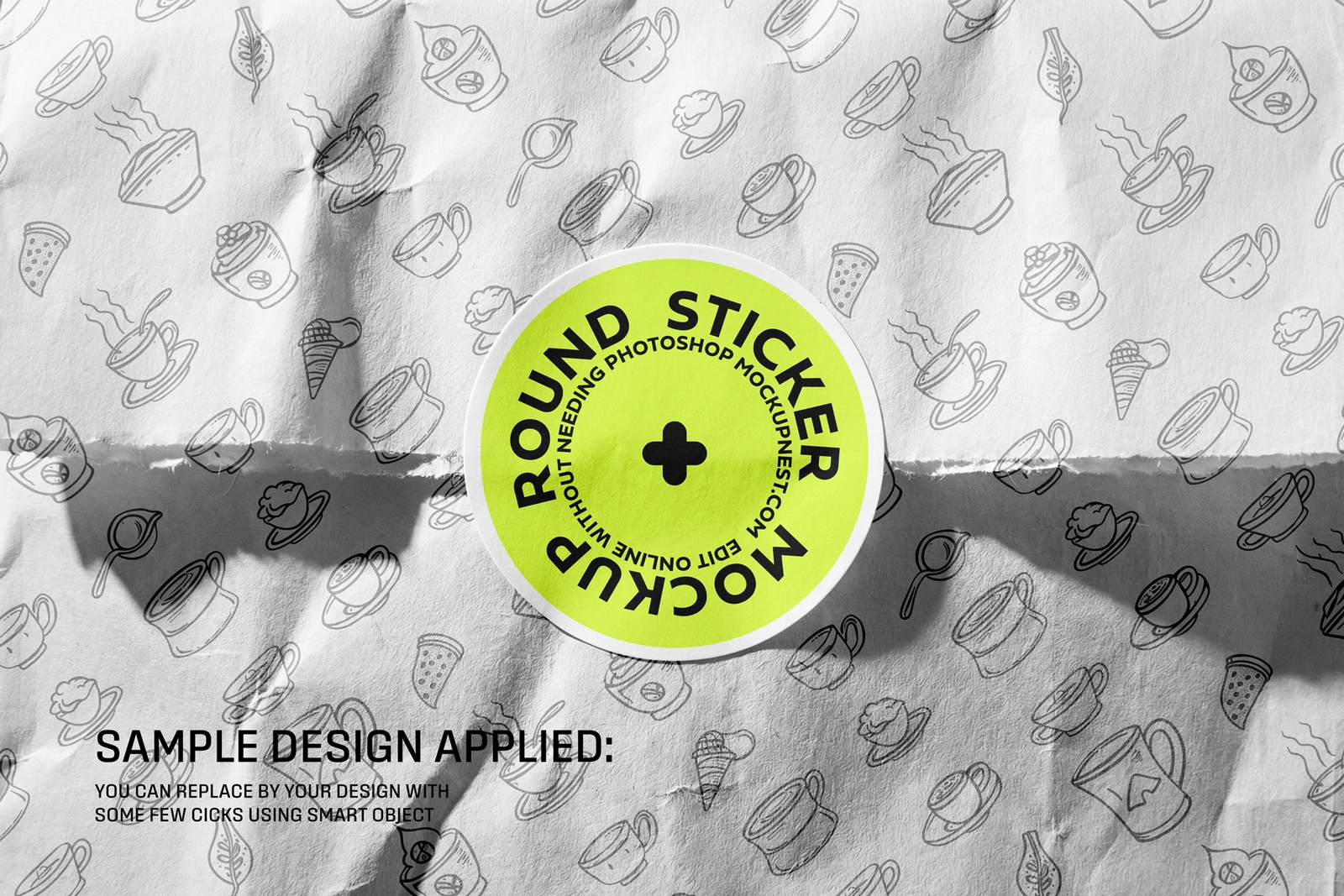 Free Round Sticker On Paper Bag Mockup