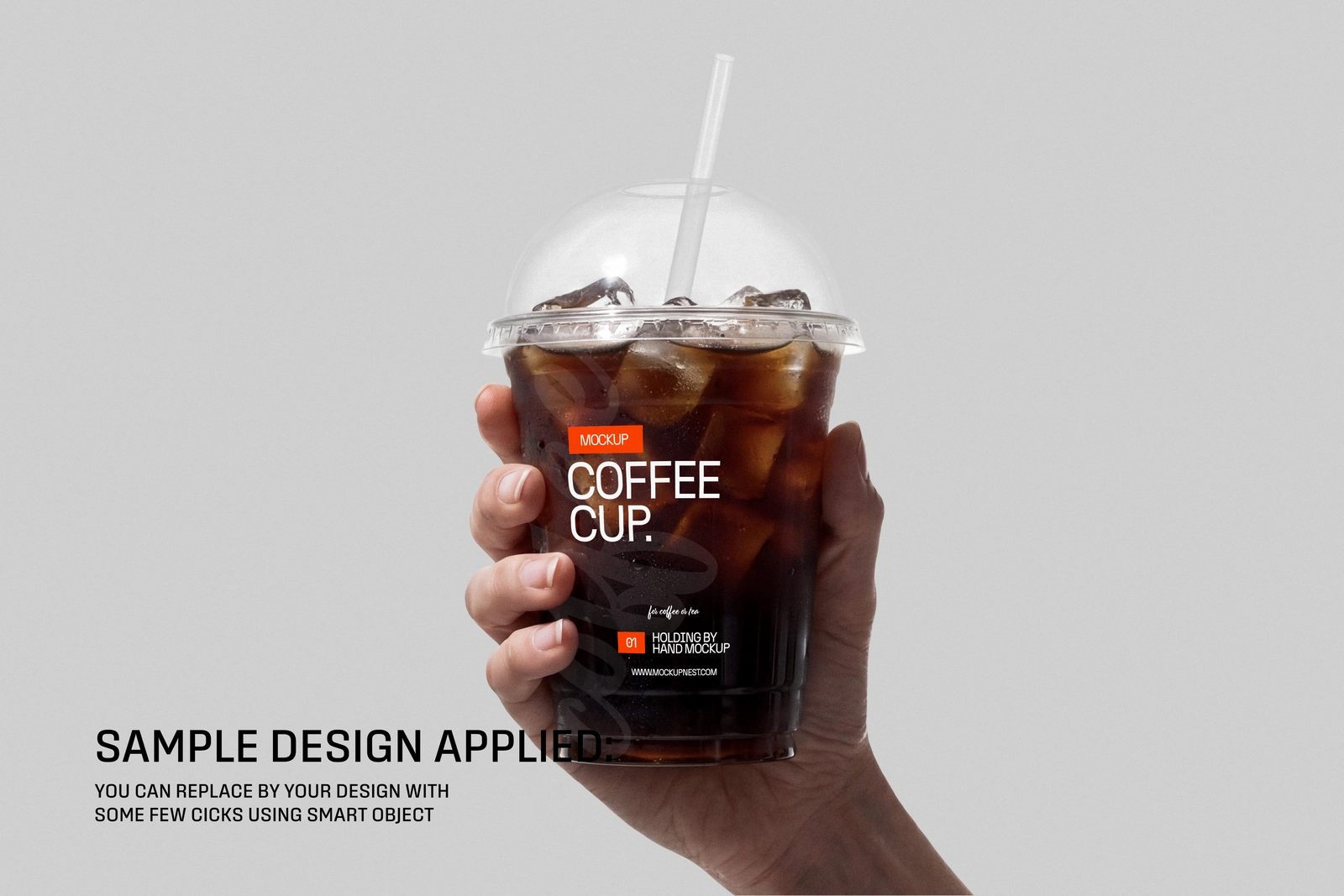 Iced Coffee Plastic Cup Holding By Hand Mockup