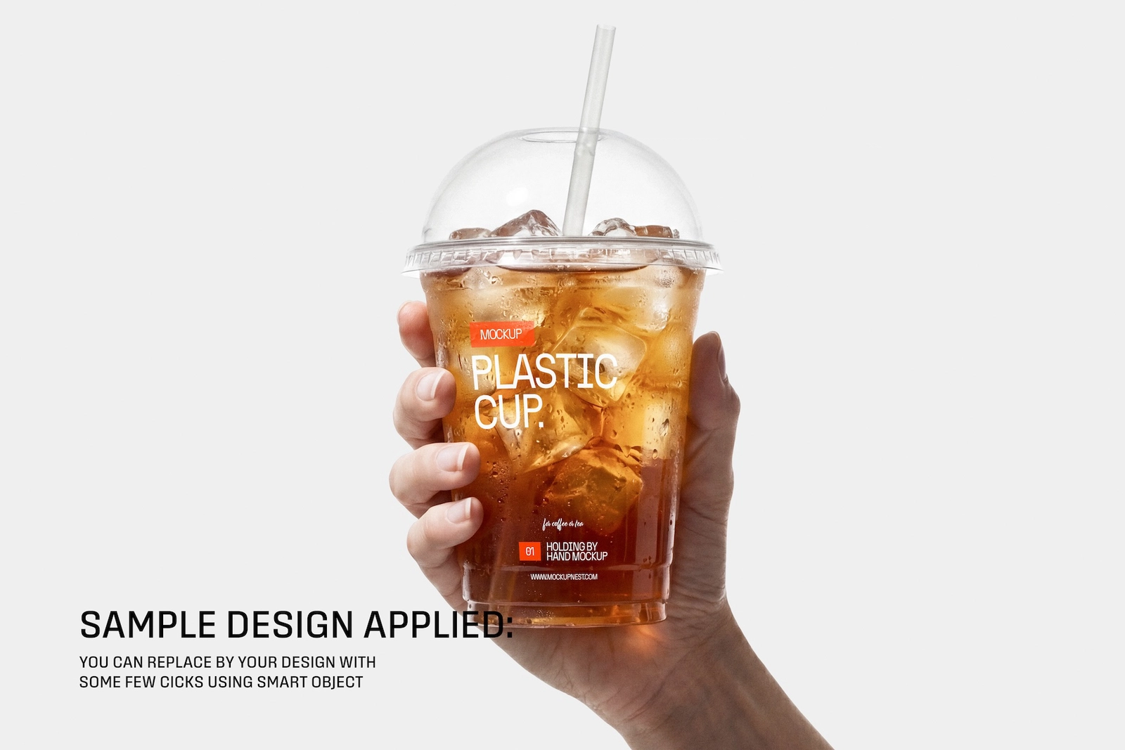 Plastic Cup Holding By Hand Mockup