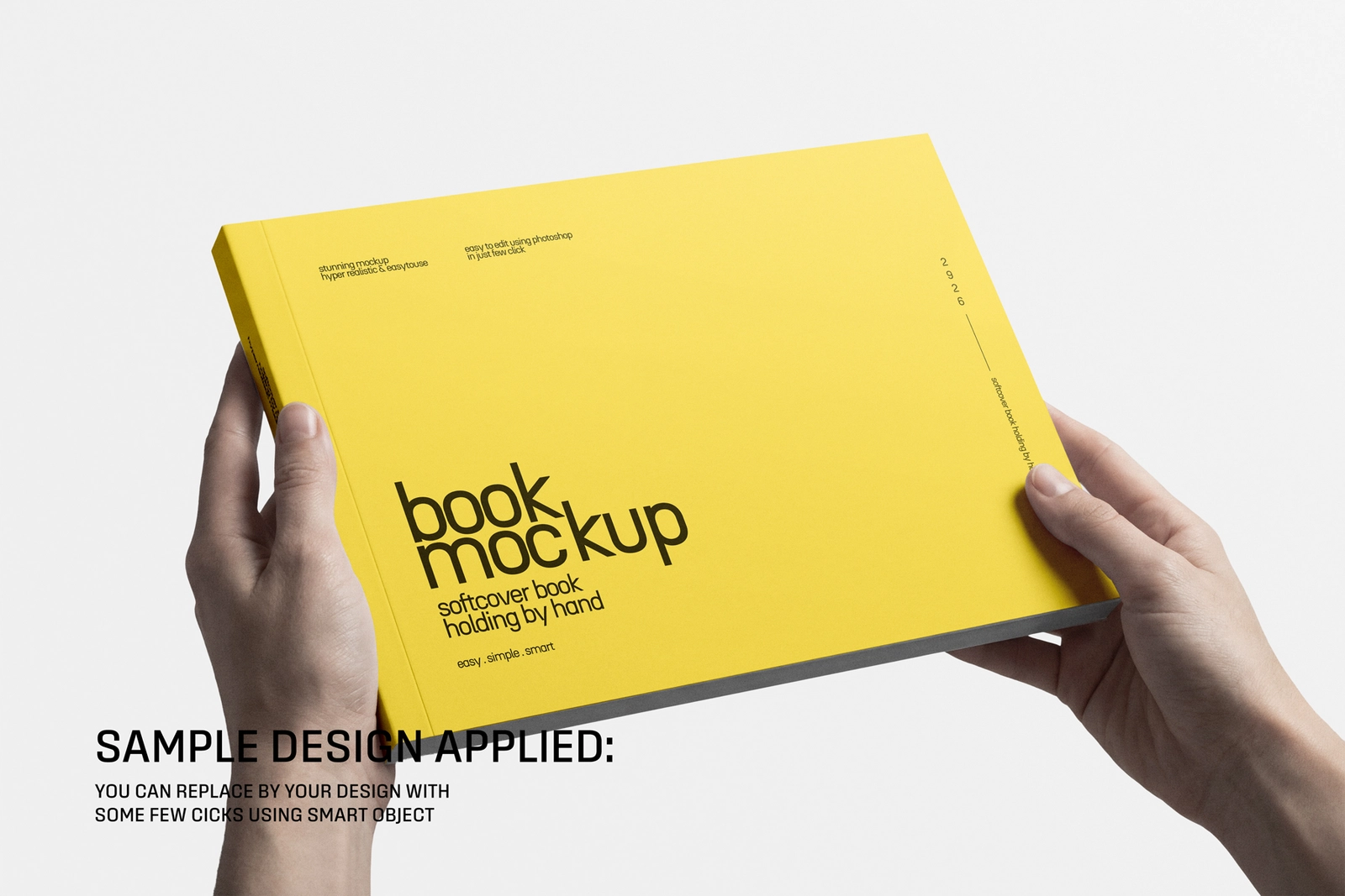 Landscape Softcover Book Holding By Hand Mockup
