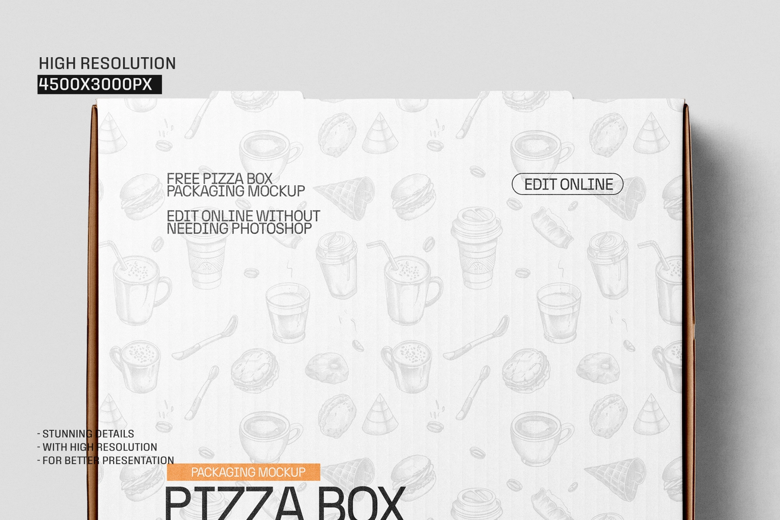 Free Pizza Box Packaging Mockup