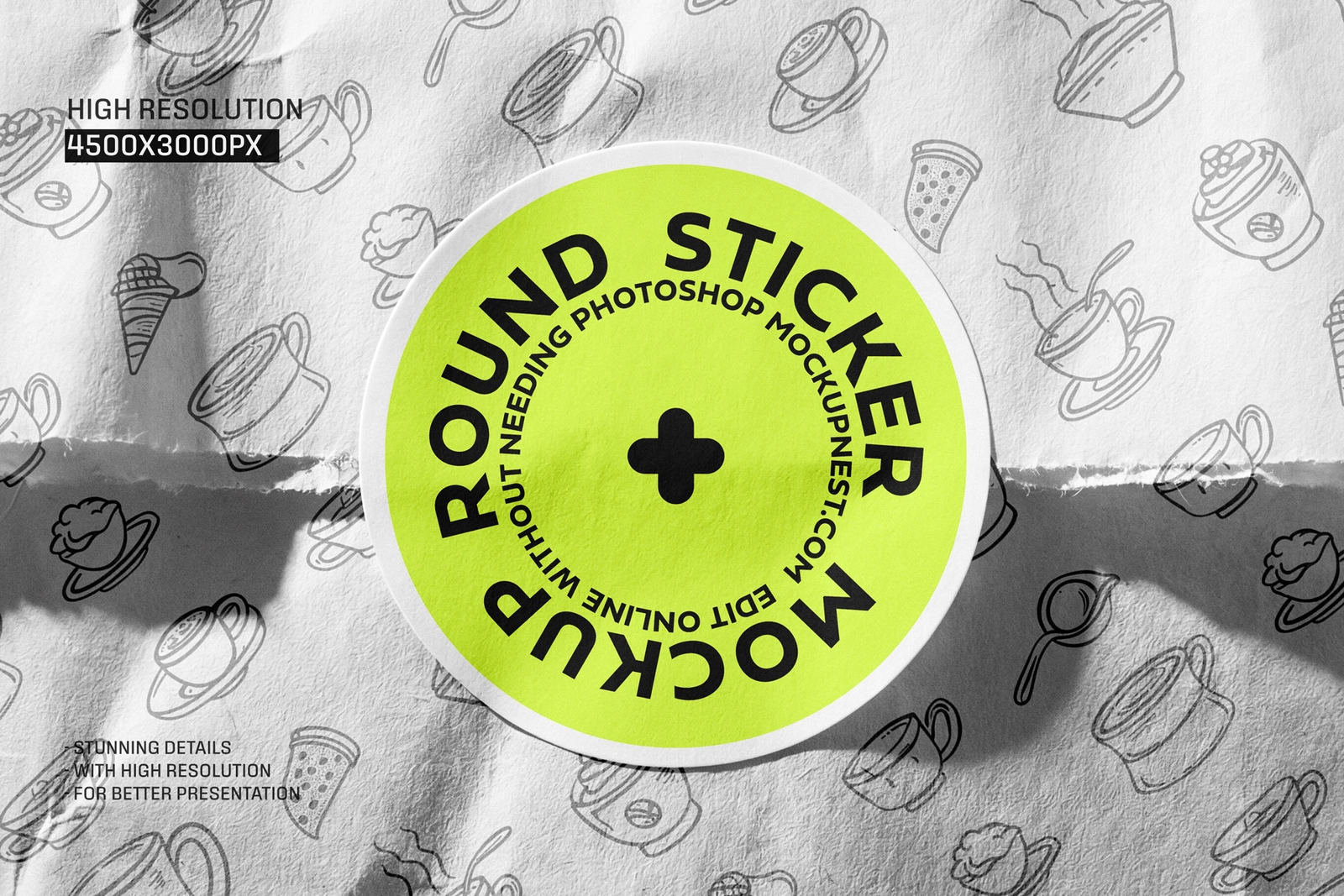 Free Round Sticker On Paper Bag Mockup
