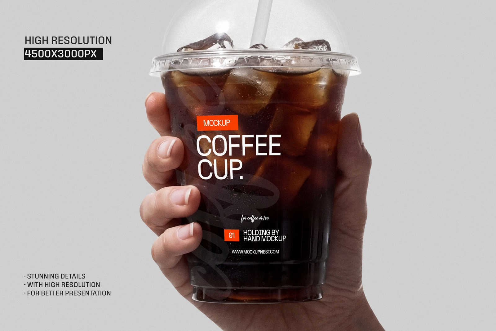Iced Coffee Plastic Cup Holding By Hand Mockup