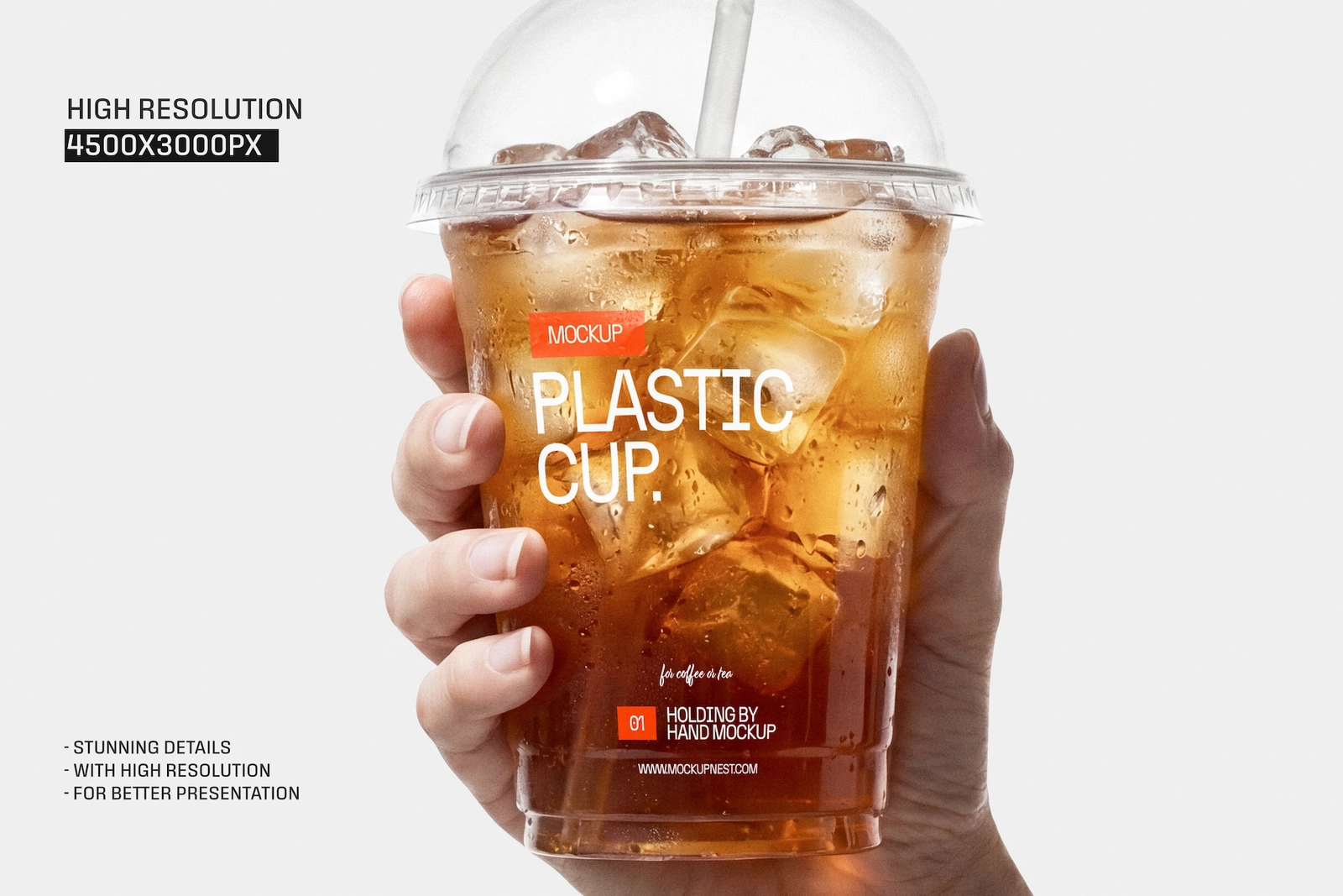 Plastic Cup Holding By Hand Mockup