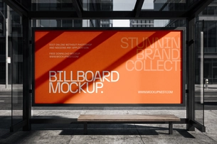 Free Billboard Mockup At Bus Stop