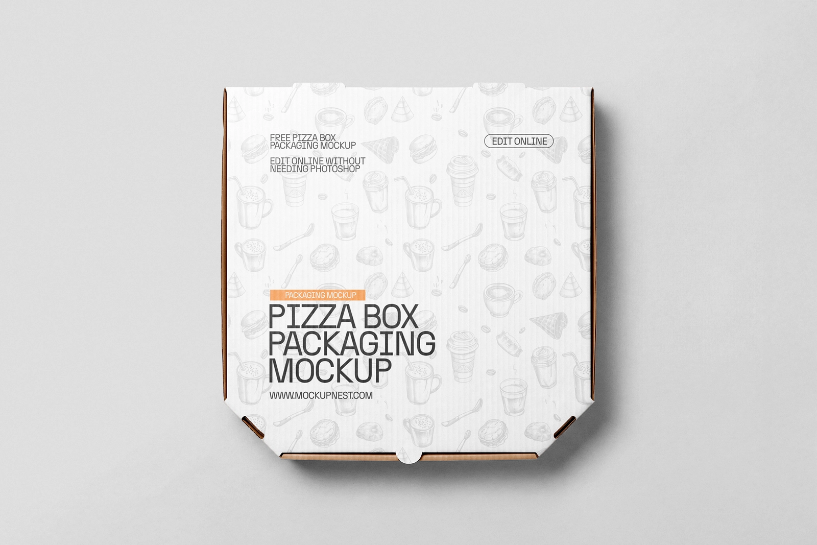 Free Chamfered Square Pizza Box Mockup