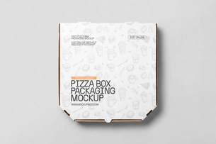 Free Chamfered Square Pizza Box Mockup