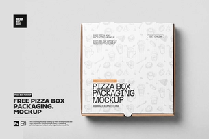 Free Pizza Box Packaging Mockup