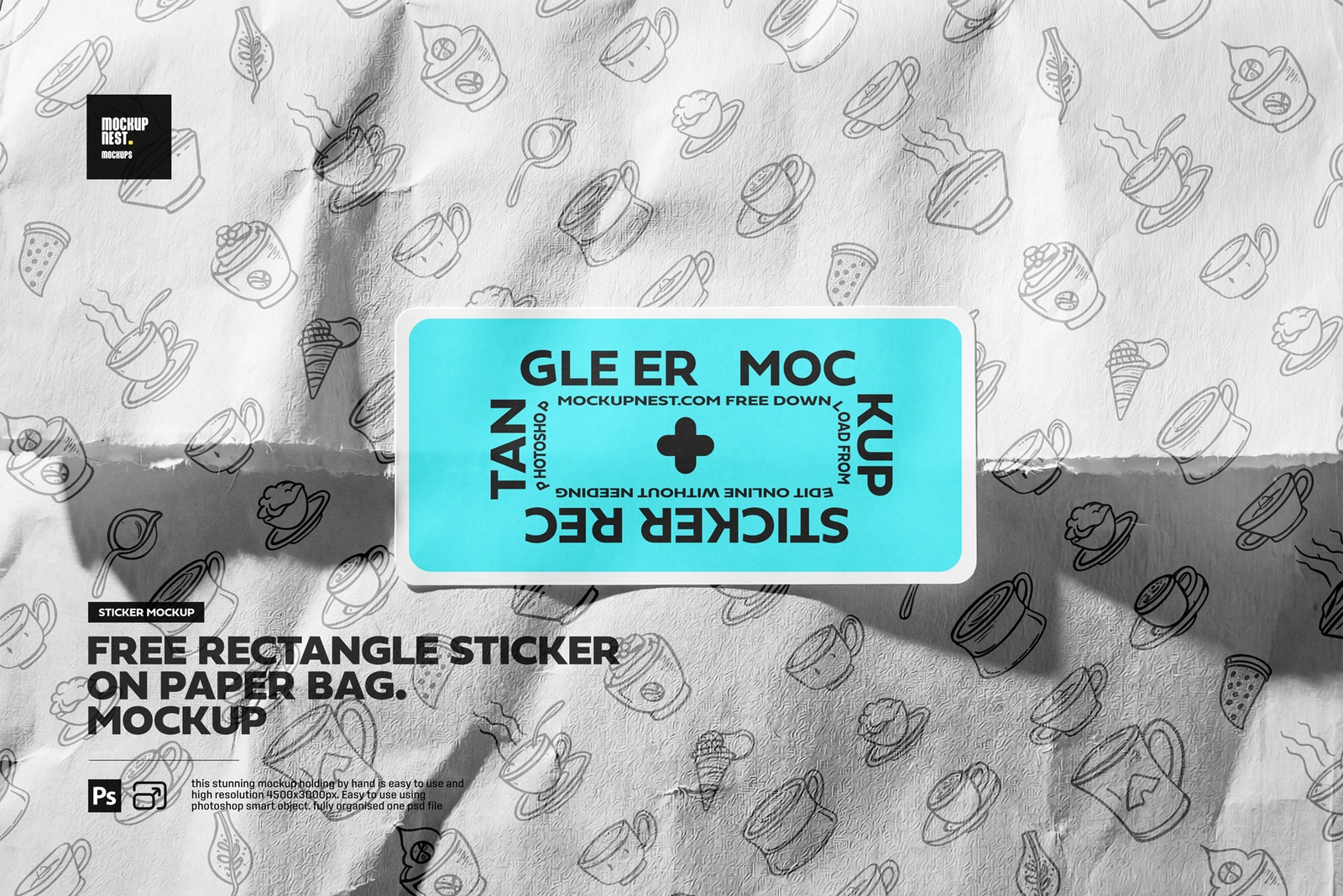 Free Rectangle Sticker On Paper Bag Mockup