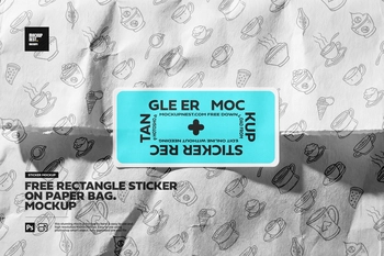 Free Rectangle Sticker On Paper Bag Mockup
