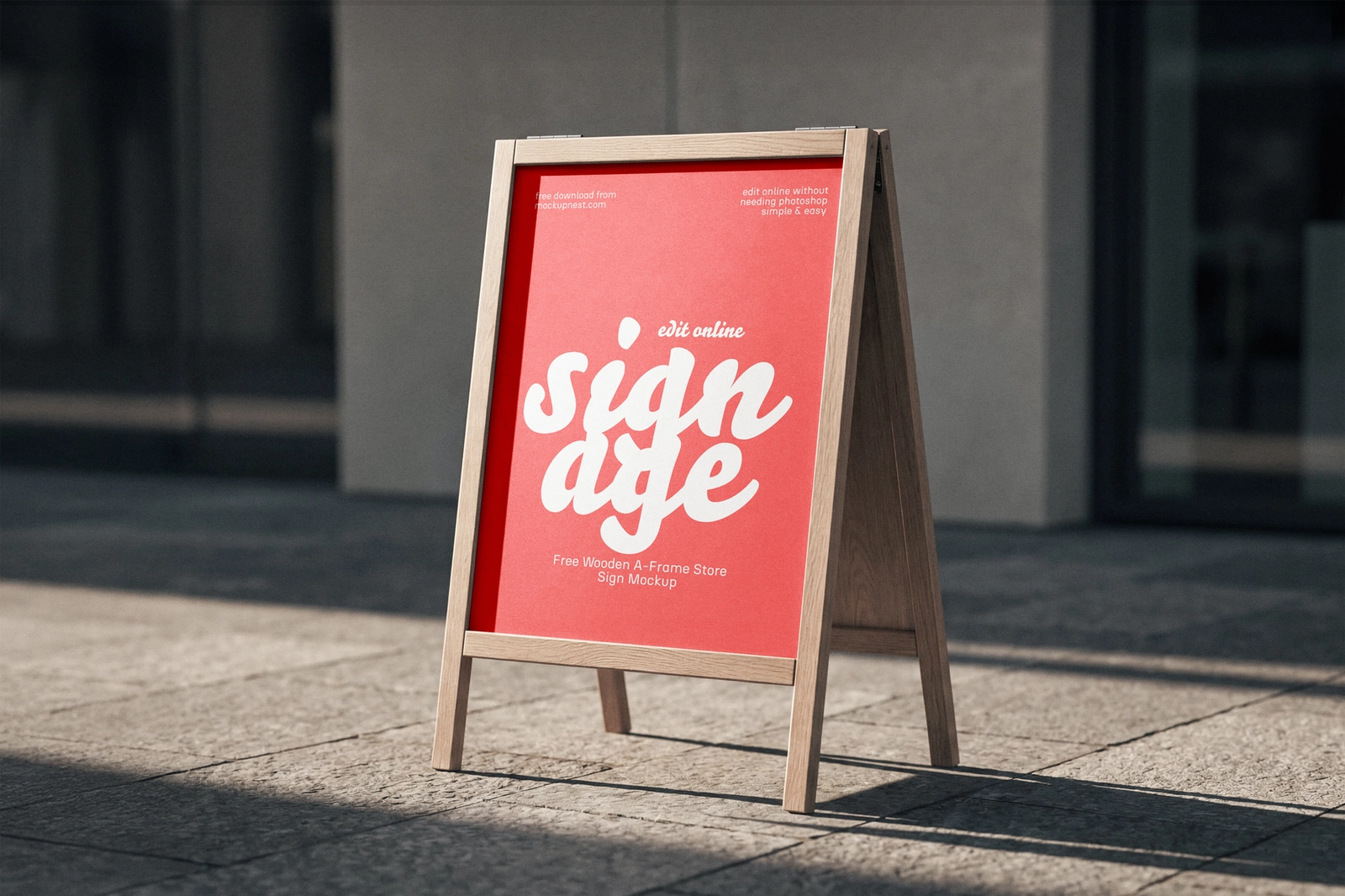 Free Wooden A-Frame Store Sign Mockup