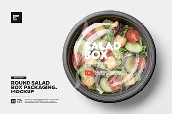 Round Salad Box Label Mockup